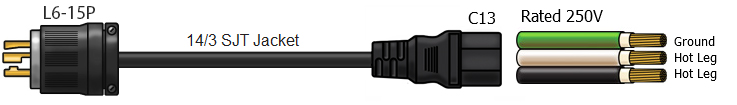 l6 15p to c13 power cables